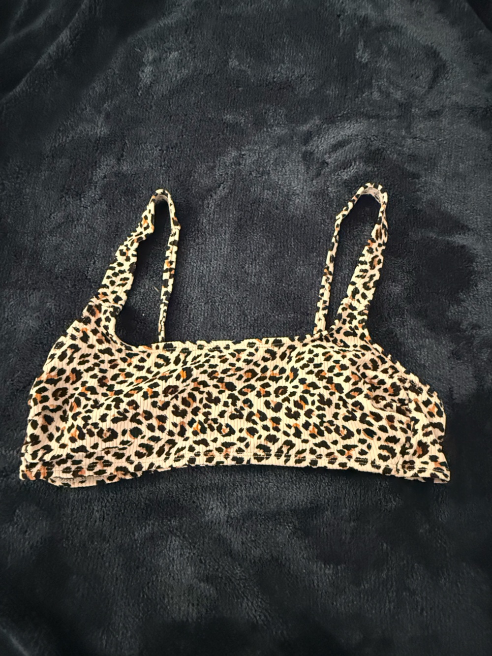 Leopard Print Bikini Top in Tan and Black - Women’s Swim